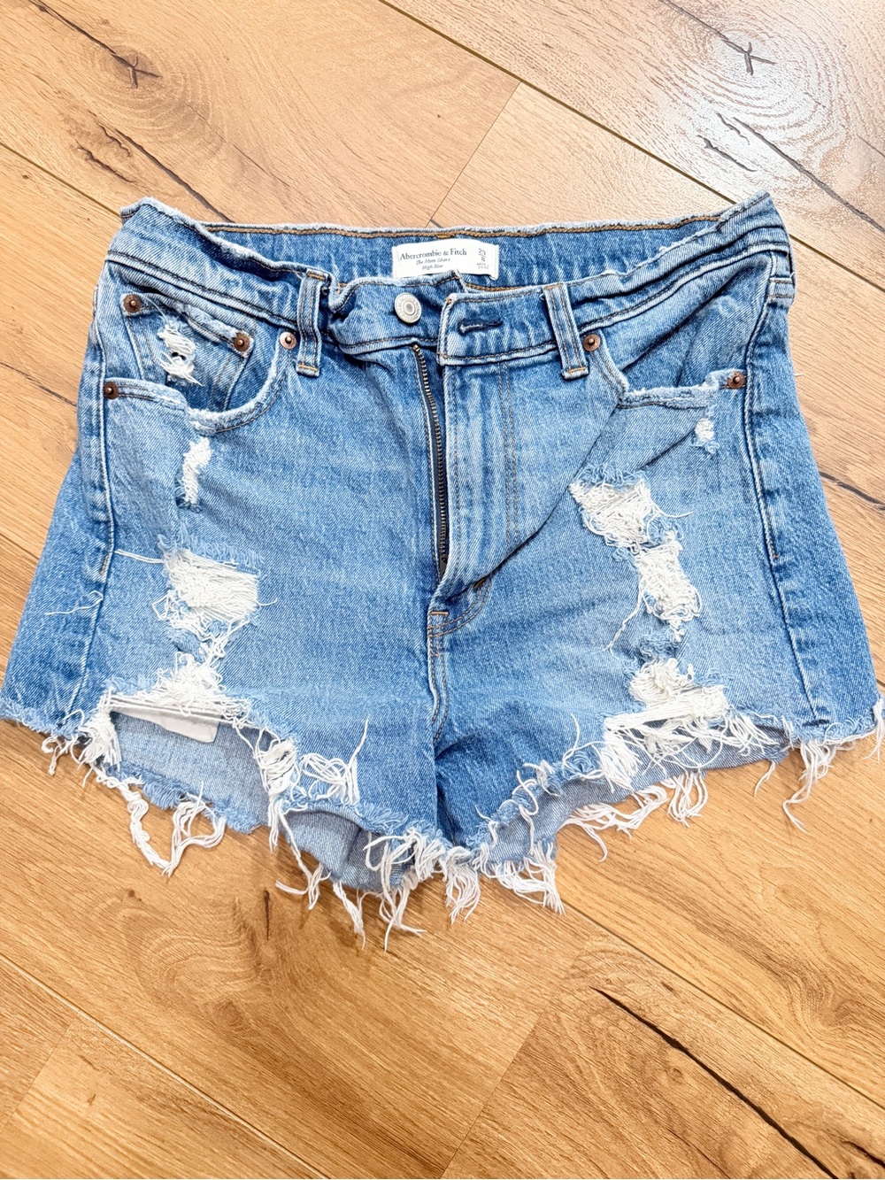 Abercrombie & Fitch Light Blue Distressed Denim Cutoff Shorts